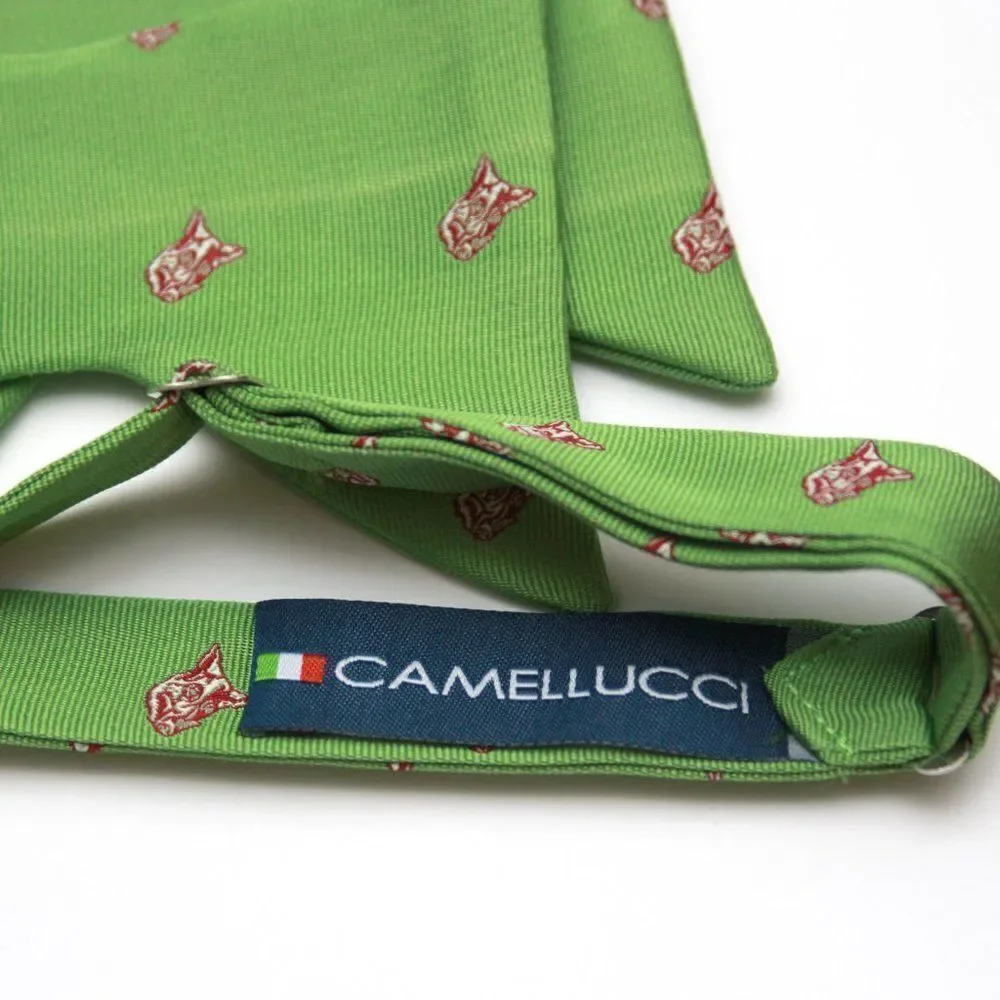Men's Self-tied‎ Bow Tie 100%Silk Big Butterfly Green Embroidery S686